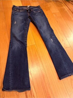 Vintage True Religion Y2K  Dark Blue Joey Flare Jeans with Subtle Distress